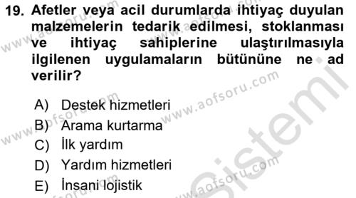 Çağdaş Lojistik Uygulamaları Dersi 2021 - 2022 Yılı (Final) Dönem Sonu Sınavı 19. Soru