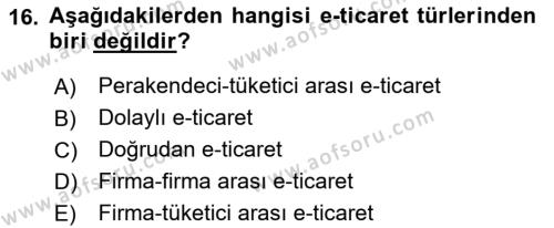 Çağdaş Lojistik Uygulamaları Dersi 2021 - 2022 Yılı Yaz Okulu Sınavı 16. Soru