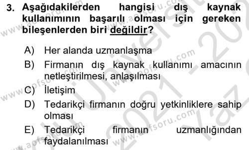 Çağdaş Lojistik Uygulamaları Dersi 2021 - 2022 Yılı Yaz Okulu Sınavı 3. Soru