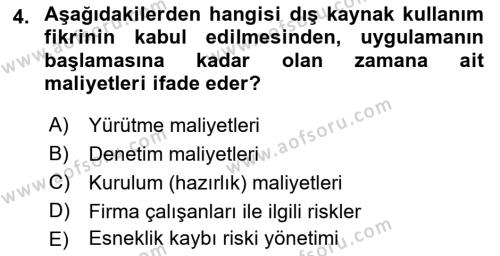 Çağdaş Lojistik Uygulamaları Dersi 2021 - 2022 Yılı Yaz Okulu Sınavı 4. Soru