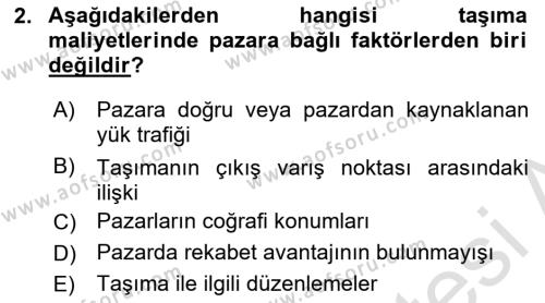 Çağdaş Lojistik Uygulamaları Dersi 2023 - 2024 Yılı (Vize) Ara Sınavı 2. Soru