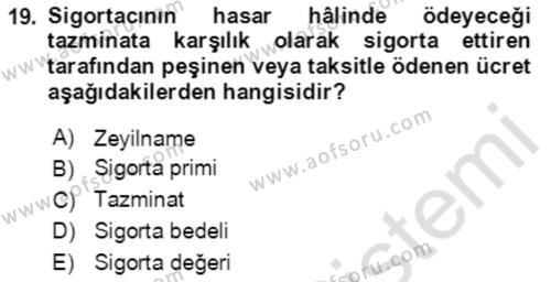 Lojistik Yönetimi Dersi 2020 - 2021 Yılı Yaz Okulu Sınavı 19. Soru