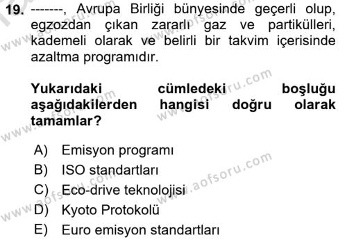 Uluslararası Lojistik Dersi 2022 - 2023 Yılı (Final) Dönem Sonu Sınavı 19. Soru