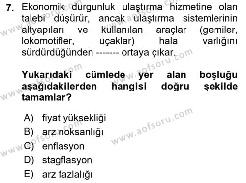 Uluslararası Lojistik Dersi 2022 - 2023 Yılı (Final) Dönem Sonu Sınavı 7. Soru