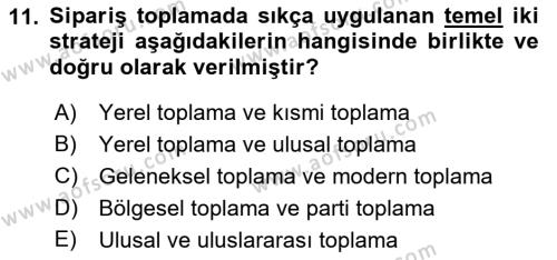 Uluslararası Lojistik Dersi 2022 - 2023 Yılı Yaz Okulu Sınavı 11. Soru