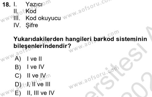 Uluslararası Lojistik Dersi 2023 - 2024 Yılı (Vize) Ara Sınavı 18. Soru