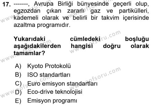 Uluslararası Lojistik Dersi 2023 - 2024 Yılı (Final) Dönem Sonu Sınavı 17. Soru