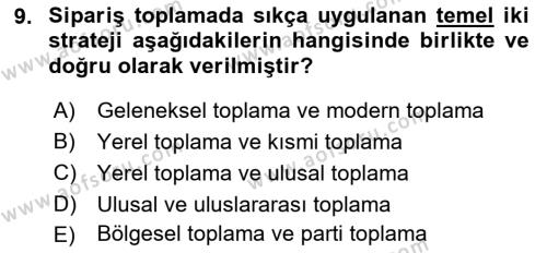 Uluslararası Lojistik Dersi 2023 - 2024 Yılı (Final) Dönem Sonu Sınavı 9. Soru