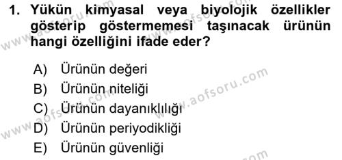 Uluslararası Lojistik Dersi 2023 - 2024 Yılı Yaz Okulu Sınavı 1. Soru