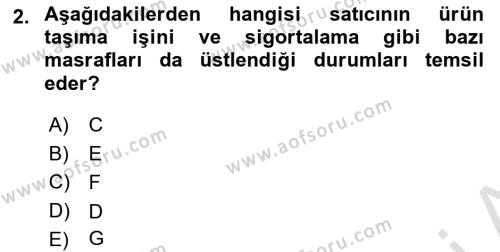 Uluslararası Lojistik Dersi 2023 - 2024 Yılı Yaz Okulu Sınavı 2. Soru