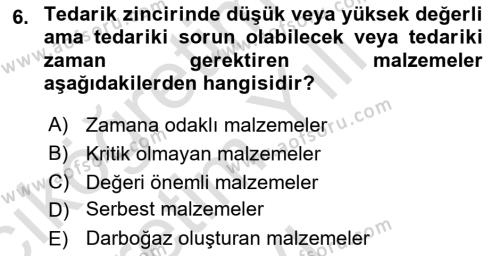 Uluslararası Lojistik Dersi 2023 - 2024 Yılı Yaz Okulu Sınavı 6. Soru