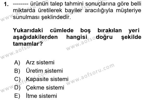 Uluslararası Lojistik Dersi 2024 - 2025 Yılı (Vize) Ara Sınavı 1. Soru