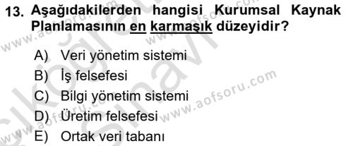 Lojistikte Teknoloji Kullanımı Dersi 2018 - 2019 Yılı 3 Ders Sınavı 13. Soru