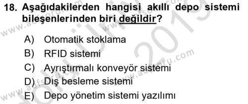 Lojistikte Teknoloji Kullanımı Dersi 2018 - 2019 Yılı 3 Ders Sınavı 18. Soru