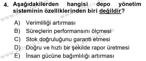 Lojistikte Teknoloji Kullanımı Dersi 2018 - 2019 Yılı 3 Ders Sınavı 4. Soru