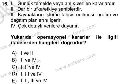 Lojistikte Teknoloji Kullanımı Dersi 2020 - 2021 Yılı Yaz Okulu Sınavı 16. Soru