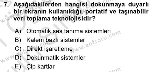 Lojistikte Teknoloji Kullanımı Dersi 2020 - 2021 Yılı Yaz Okulu Sınavı 7. Soru