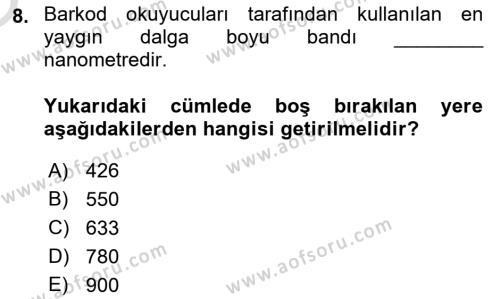 Lojistikte Teknoloji Kullanımı Dersi 2020 - 2021 Yılı Yaz Okulu Sınavı 8. Soru