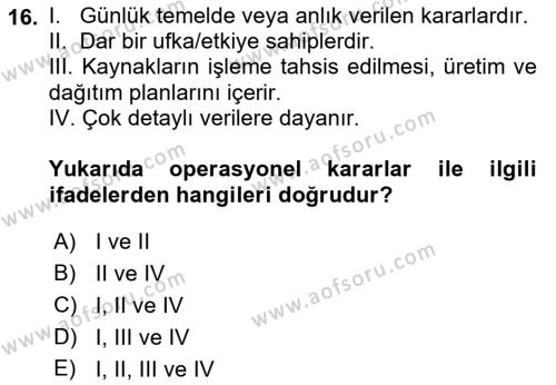 Lojistikte Teknoloji Kullanımı Dersi 2021 - 2022 Yılı Yaz Okulu Sınavı 16. Soru