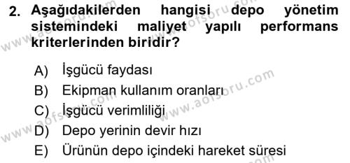 Lojistikte Teknoloji Kullanımı Dersi 2021 - 2022 Yılı Yaz Okulu Sınavı 2. Soru