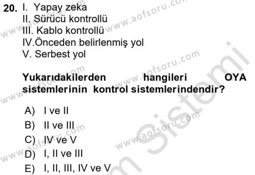 Lojistikte Teknoloji Kullanımı Dersi 2021 - 2022 Yılı Yaz Okulu Sınavı 20. Soru