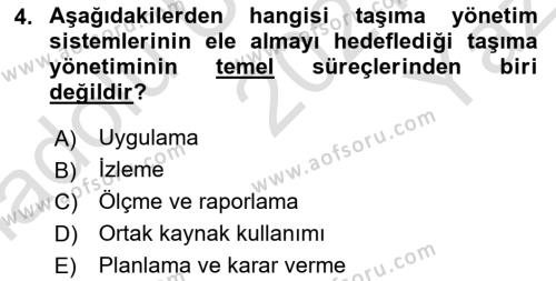 Lojistikte Teknoloji Kullanımı Dersi 2021 - 2022 Yılı Yaz Okulu Sınavı 4. Soru