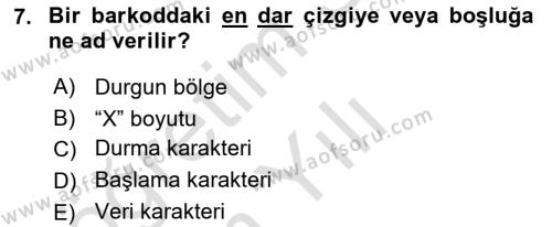 Lojistikte Teknoloji Kullanımı Dersi 2021 - 2022 Yılı Yaz Okulu Sınavı 7. Soru