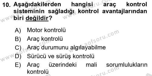 Lojistikte Teknoloji Kullanımı Dersi 2022 - 2023 Yılı Yaz Okulu Sınavı 10. Soru