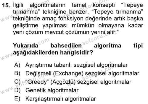 Lojistikte Teknoloji Kullanımı Dersi 2022 - 2023 Yılı Yaz Okulu Sınavı 15. Soru