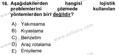 Lojistikte Teknoloji Kullanımı Dersi 2022 - 2023 Yılı Yaz Okulu Sınavı 16. Soru