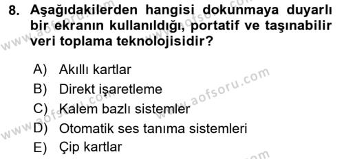 Lojistikte Teknoloji Kullanımı Dersi 2022 - 2023 Yılı Yaz Okulu Sınavı 8. Soru