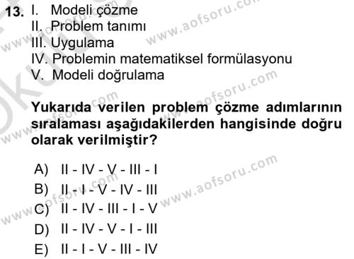 Lojistikte Teknoloji Kullanımı Dersi 2023 - 2024 Yılı Yaz Okulu Sınavı 13. Soru