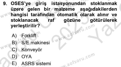 Lojistikte Teknoloji Kullanımı Dersi 2023 - 2024 Yılı Yaz Okulu Sınavı 9. Soru