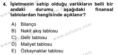 Lojistik Maliyetleri ve Raporlama 2 Dersi 2018 - 2019 Yılı 3 Ders Sınavı 4. Soru