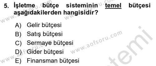 Lojistik Maliyetleri ve Raporlama 2 Dersi 2018 - 2019 Yılı 3 Ders Sınavı 5. Soru