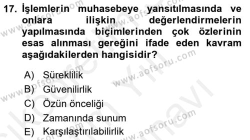 Lojistik Maliyetleri ve Raporlama 2 Dersi 2018 - 2019 Yılı (Vize) Ara Sınavı 17. Soru