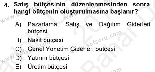 Lojistik Maliyetleri ve Raporlama 2 Dersi 2018 - 2019 Yılı (Vize) Ara Sınavı 4. Soru