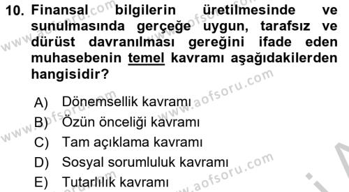 Lojistik Maliyetleri ve Raporlama 2 Dersi 2018 - 2019 Yılı Yaz Okulu Sınavı 10. Soru