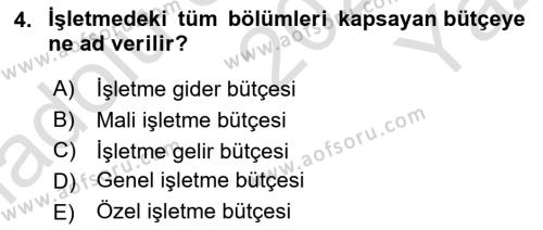 Lojistik Maliyetleri ve Raporlama 2 Dersi 2020 - 2021 Yılı Yaz Okulu Sınavı 4. Soru