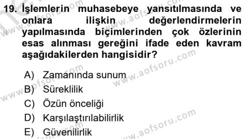 Lojistik Maliyetleri ve Raporlama 2 Dersi 2021 - 2022 Yılı (Vize) Ara Sınavı 19. Soru