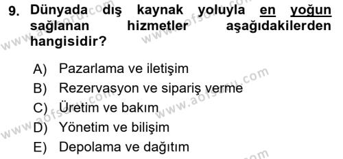 Lojistik Maliyetleri ve Raporlama 2 Dersi 2021 - 2022 Yılı (Vize) Ara Sınavı 9. Soru