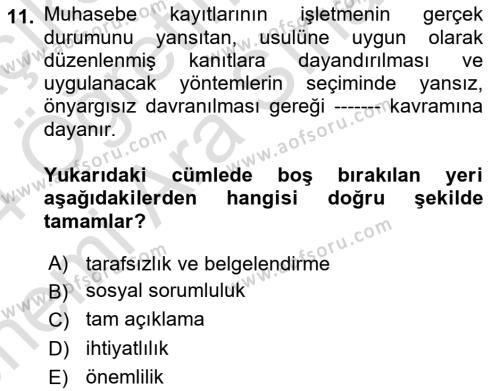 Lojistik Maliyetleri ve Raporlama 2 Dersi 2023 - 2024 Yılı (Vize) Ara Sınavı 11. Soru