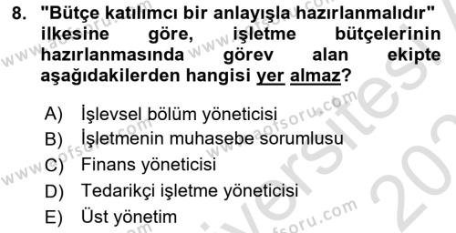 Lojistik Maliyetleri ve Raporlama 2 Dersi 2023 - 2024 Yılı (Vize) Ara Sınavı 8. Soru