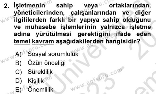 Lojistik Maliyetleri ve Raporlama 2 Dersi 2023 - 2024 Yılı (Final) Dönem Sonu Sınavı 2. Soru