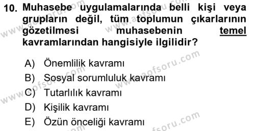 Lojistik Maliyetleri ve Raporlama 2 Dersi 2023 - 2024 Yılı Yaz Okulu Sınavı 10. Soru