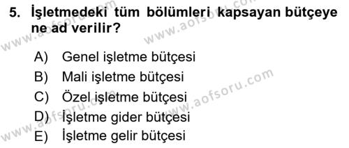 Lojistik Maliyetleri ve Raporlama 2 Dersi 2023 - 2024 Yılı Yaz Okulu Sınavı 5. Soru