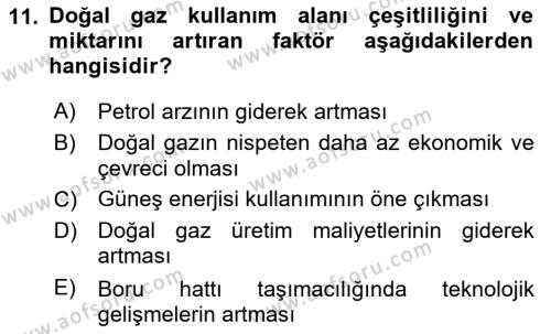 Ulaştırma Sistemleri Dersi 2019 - 2020 Yılı (Final) Dönem Sonu Sınavı 11. Soru