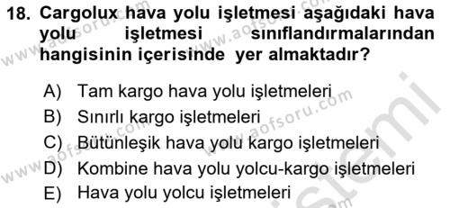 Ulaştırma Sistemleri Dersi 2022 - 2023 Yılı (Vize) Ara Sınavı 18. Soru