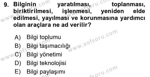 Ulaştırma Sistemleri Dersi 2022 - 2023 Yılı (Final) Dönem Sonu Sınavı 9. Soru