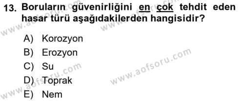 Ulaştırma Sistemleri Dersi 2022 - 2023 Yılı Yaz Okulu Sınavı 13. Soru